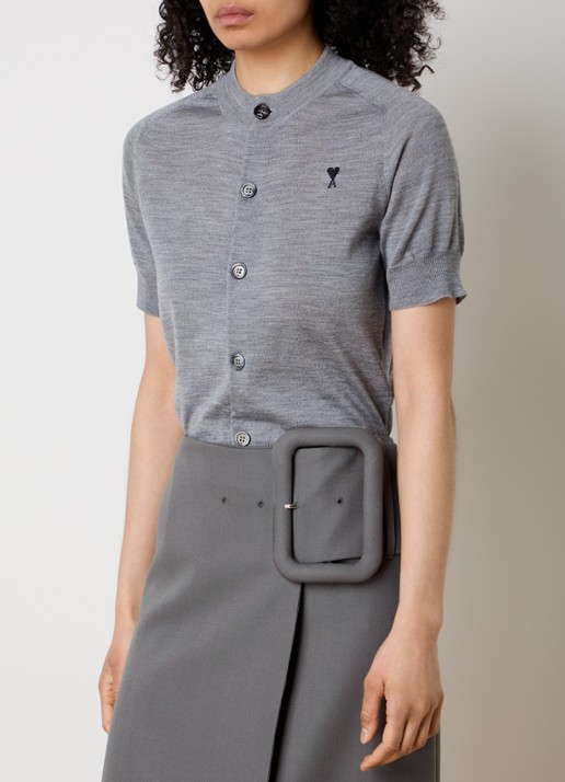 AMI Paris Fijngebreid vest van merino wol met logo