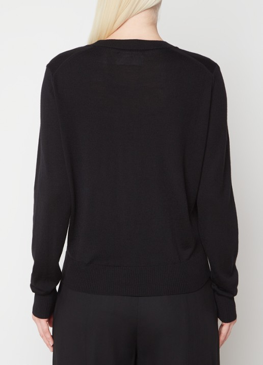 AMI Paris Fijngebreide pullover van wol met logo - achterkant 3 zwart