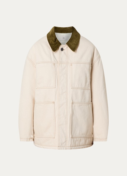 AMI Paris Gewatteerd jack met opgestikte zakken - voorkant beige