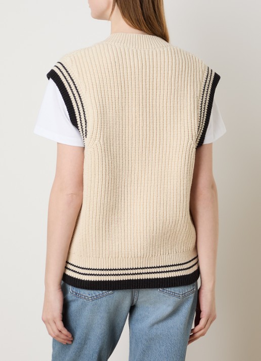 AMI Paris Grofgebreide spencer in wolblend met logo - achterkant 5 beige