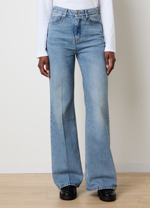 AMI Paris High waist flared jeans met lichte wassing - detail 2 indigo