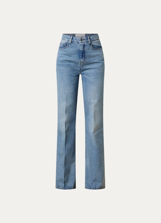 AMI Paris High waist flared jeans met lichte wassing - voorkant 5 indigo