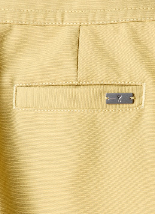 AMI Paris High waist loose fit pantalon van wol met steekzakken - detail 3 mosterd