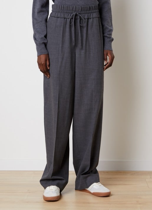 AMI Paris High waist wide fit broek van wol met steekzakken