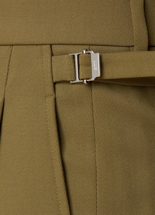 AMI Paris High waist wide fit pantalon met steekzakken - detail 2 mosgroen