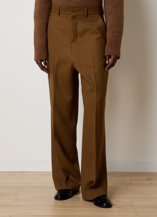 AMI Paris High waist wide fit pantalon met steekzakken - detail bruin