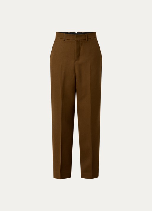 AMI Paris High waist wide fit pantalon met steekzakken - voorkant 4 bruin