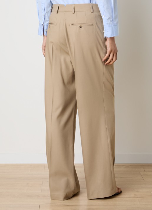 AMI Paris High waist wide fit pantalon van scheerwol - achterkant 5 beige