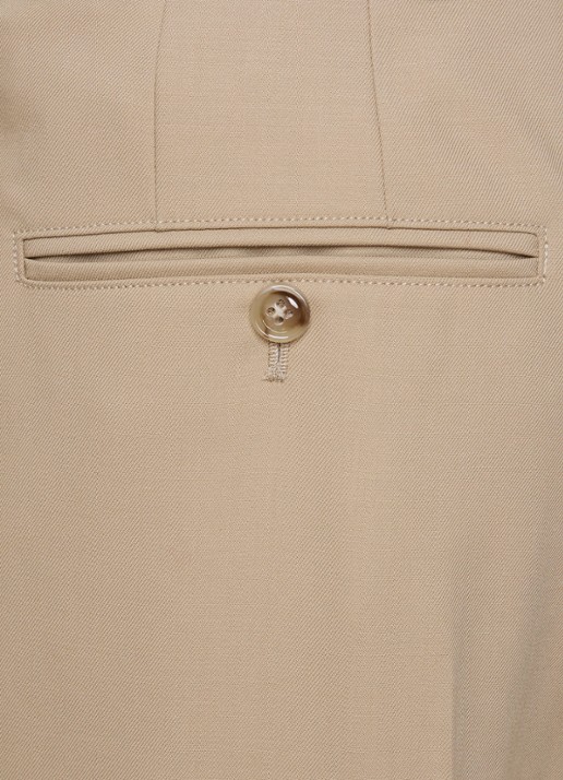 AMI Paris High waist wide fit pantalon van scheerwol - detail 4 beige