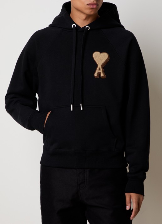 AMI Paris Hoodie met logo - detail 3 zwart