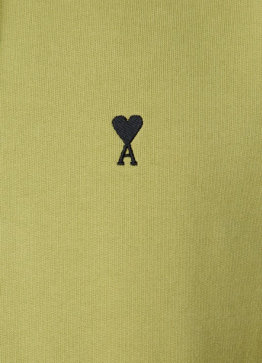 AMI Paris Hoodie met logoborduring - detail 5 mosgroen