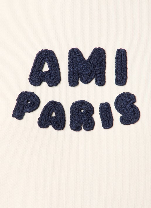 AMI Paris Hoodie van  katoen met 3D logoprint - detail 4 ivoor