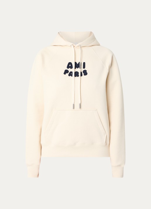AMI Paris Hoodie van  katoen met 3D logoprint - voorkant 5 ivoor