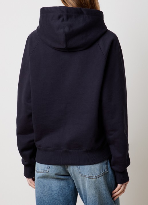 AMI Paris Hoodie van  katoen met 3D logoprint - achterkant donkerblauw