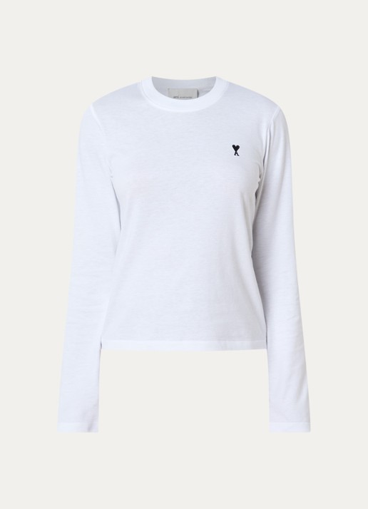 AMI Paris Longsleeve met logoborduring - voorkant 4 wit