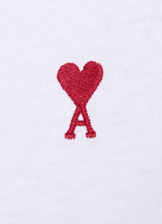 AMI Paris Longsleeve met logoborduring - detail 4 wit