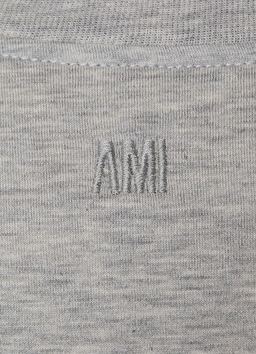 AMI Paris Longsleeve met logoborduring - detail 5 grijsmele
