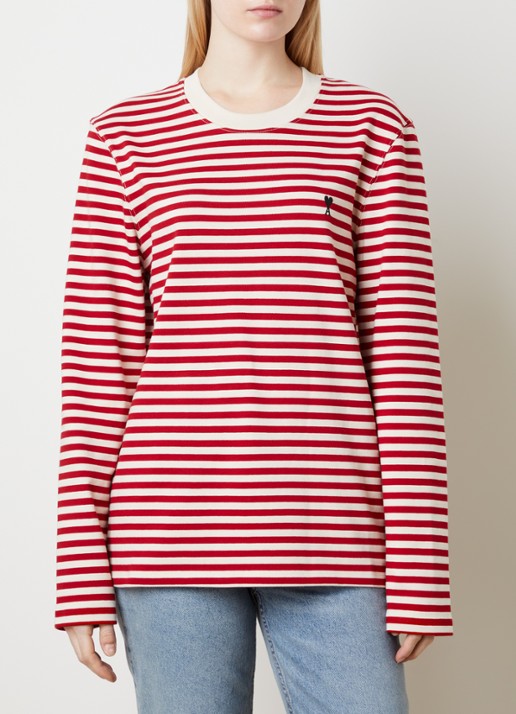 AMI Paris Longsleeve met streepprint en logoborduring