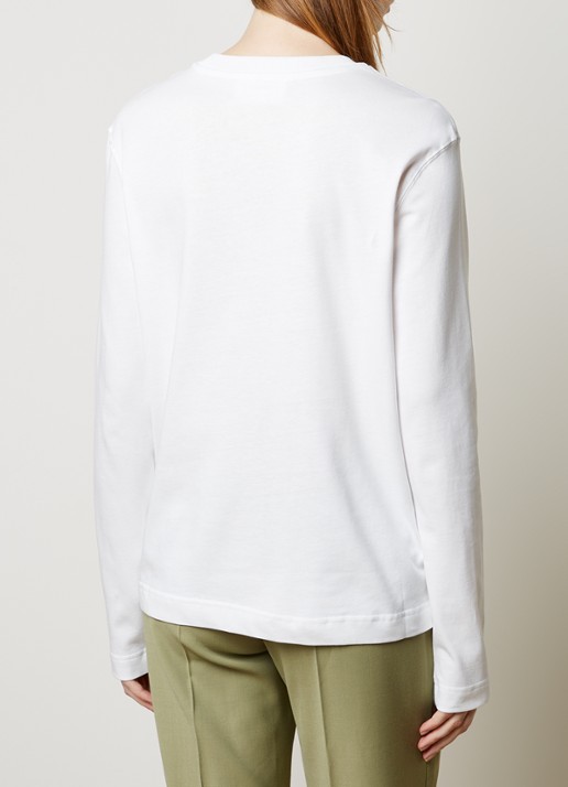 AMI Paris Longsleeve van  katoen met logoborduring - achterkant wit