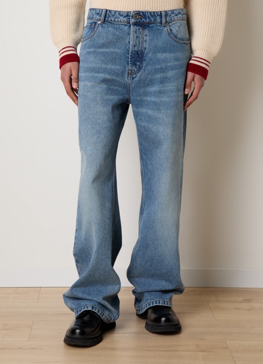 AMI Paris Loose fit jeans met medium wassing - detail 4 indigo