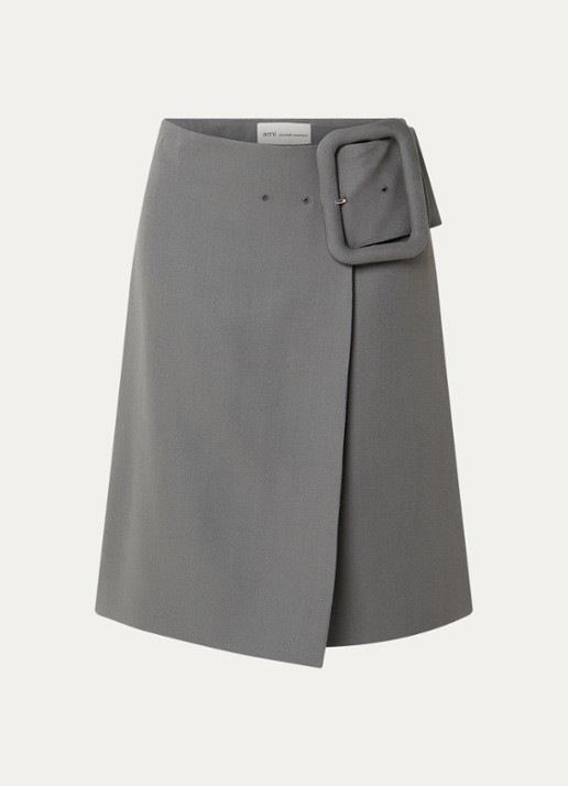AMI Paris Midi rok van scheerwol - voorkant grijs