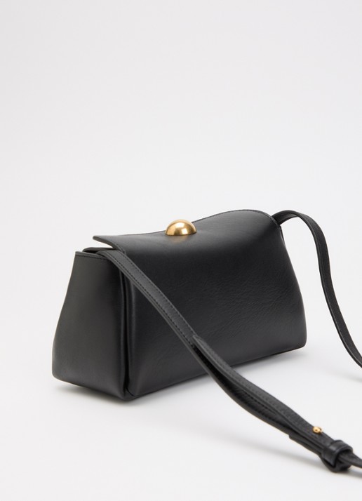 AMI Paris Mini Carrousel clutch van leer met afneembare schouderriem - achterkant 6 zwart