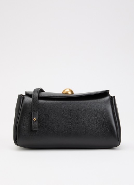 AMI Paris Mini Carrousel clutch van leer met afneembare schouderriem - voorkant 5 zwart