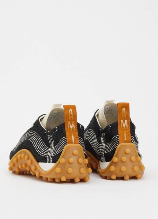 AMI Paris Mirage sneaker met schapenleren details - achterkant 6 zwart