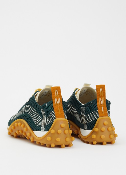 AMI Paris Mirage sneaker met schapenleren details - achterkant 6 groen