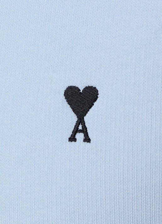 AMI Paris Molleton sweatvest met logo en capuchon - detail 6 lichtblauw