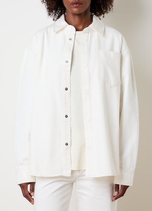 AMI Paris Overshirt met borstzak - detail 3 gebroken wit