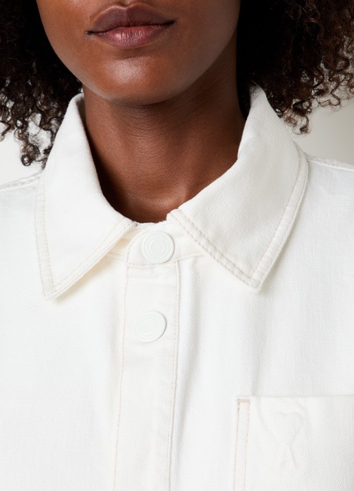 AMI Paris Overshirt met borstzak - detail 4 gebroken wit