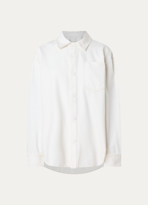 AMI Paris Overshirt met borstzak - voorkant gebroken wit
