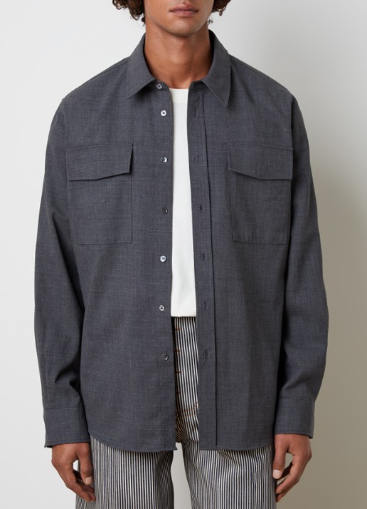AMI Paris Overshirt van wol met borstzakken