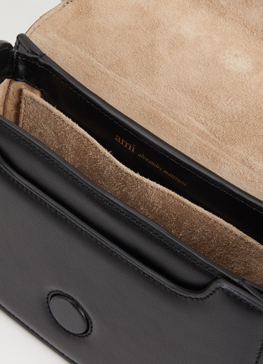 AMI Paris Paris Paris handtas van leer met logo en afneembare schouderriem - detail zwart