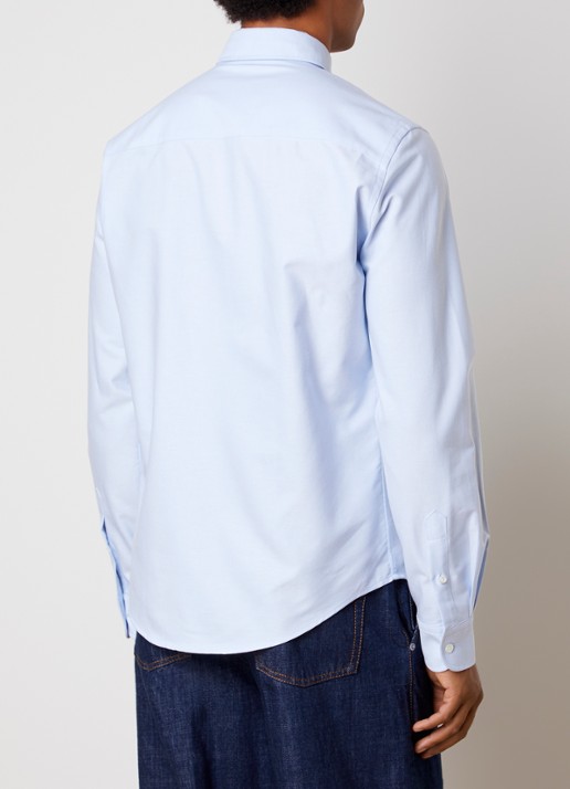 AMI Paris Quota blouse met logoborduring - achterkant 3 lichtblauw