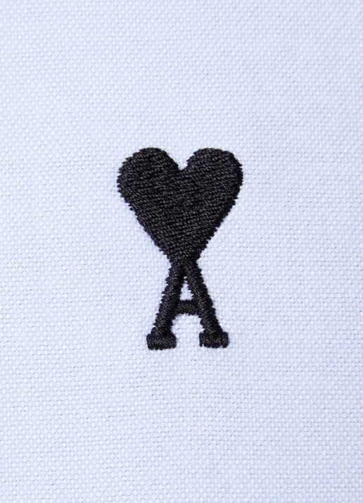 AMI Paris Quota blouse met logoborduring - detail 2 lichtblauw