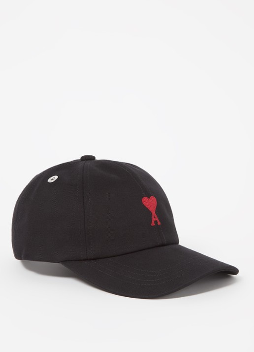 AMI Paris Red Ami De Coeur pet met logoborduring - voorkant 2 zwart