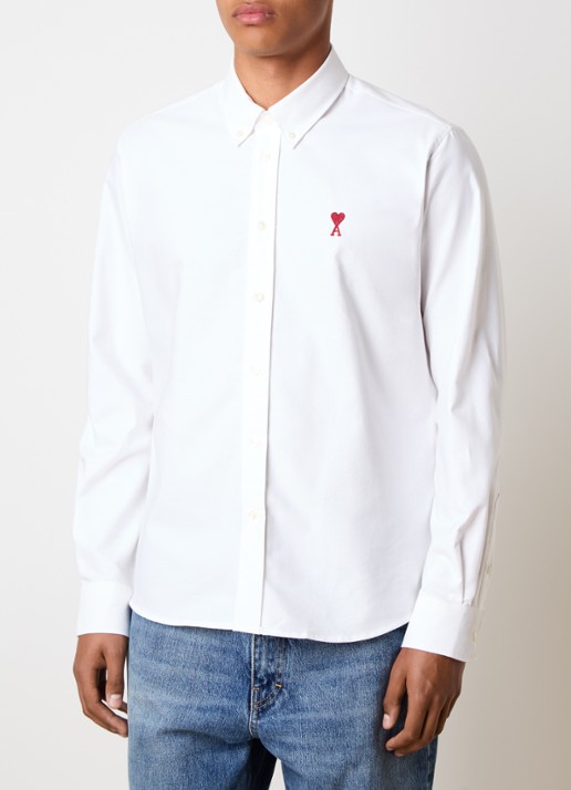 AMI Paris Regular fit overhemd met logo - detail 2 wit