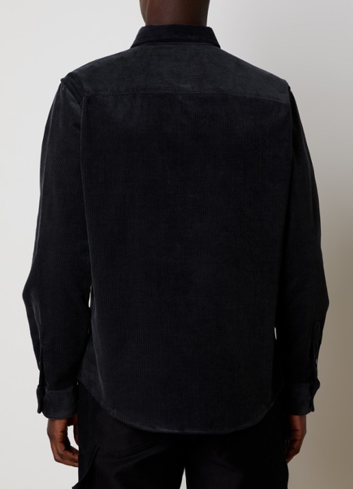 AMI Paris Regular fit overhemd van corduroy met logoborduring - achterkant antraciet