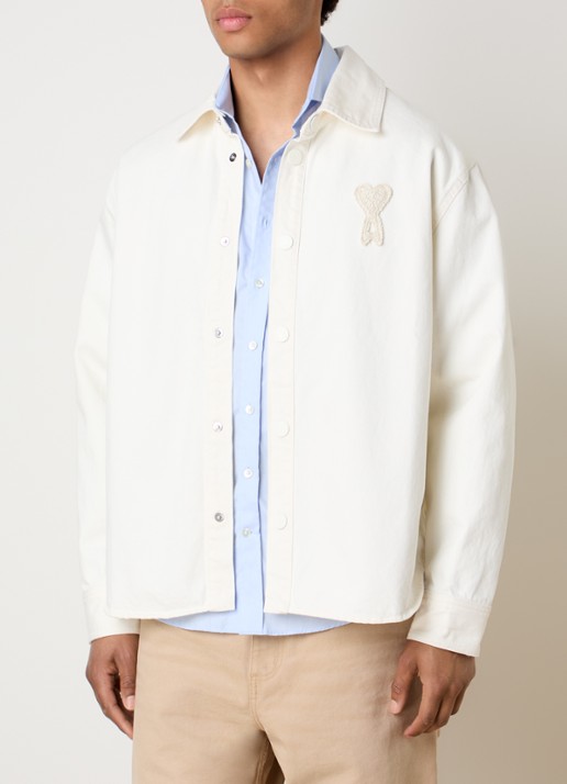 AMI Paris Regular fit overshirt met logo - detail gebroken wit