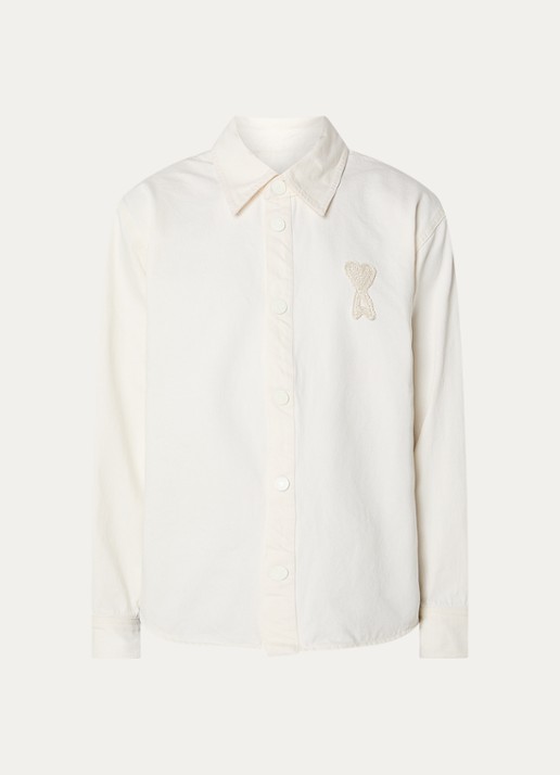 AMI Paris Regular fit overshirt met logo - voorkant 4 gebroken wit