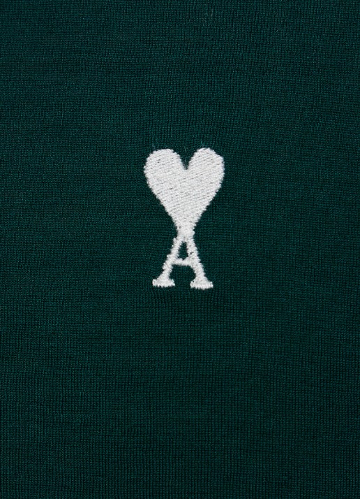 AMI Paris Regular fit polo met logoborduring - detail 5 groen