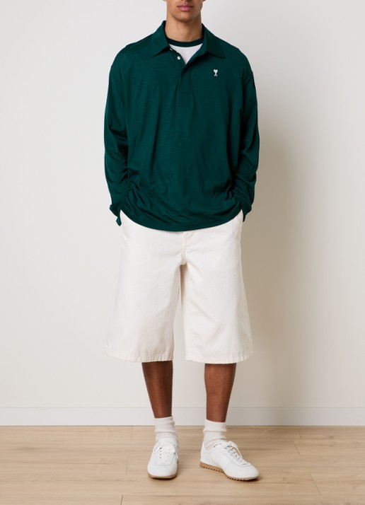 AMI Paris Regular fit polo met logoborduring - voorkant 3 groen