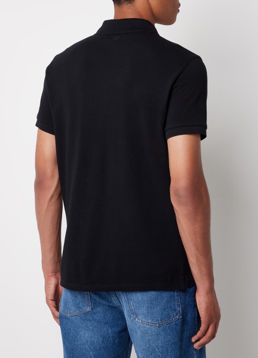 AMI Paris Regular fit polo van  piqué katoen met logo - achterkant zwart