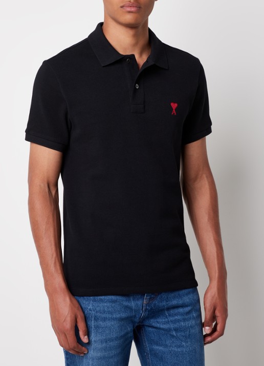 AMI Paris Regular fit polo van  piqué katoen met logo