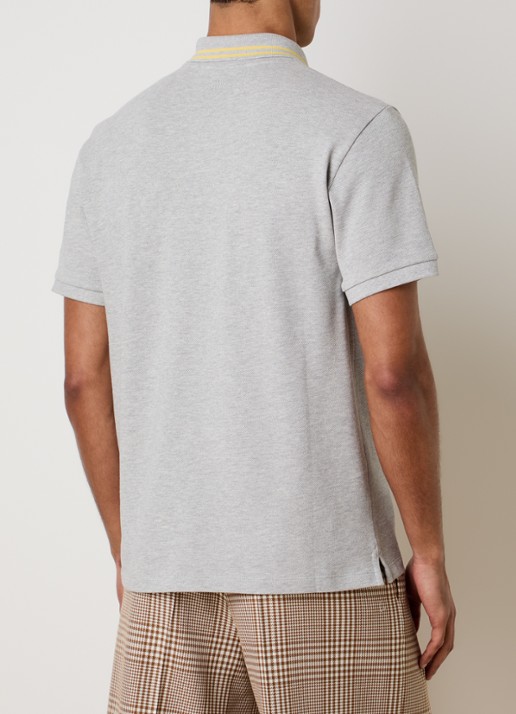 AMI Paris Regular fit polo van piqué katoen met logoborduring - achterkant 5 grijs