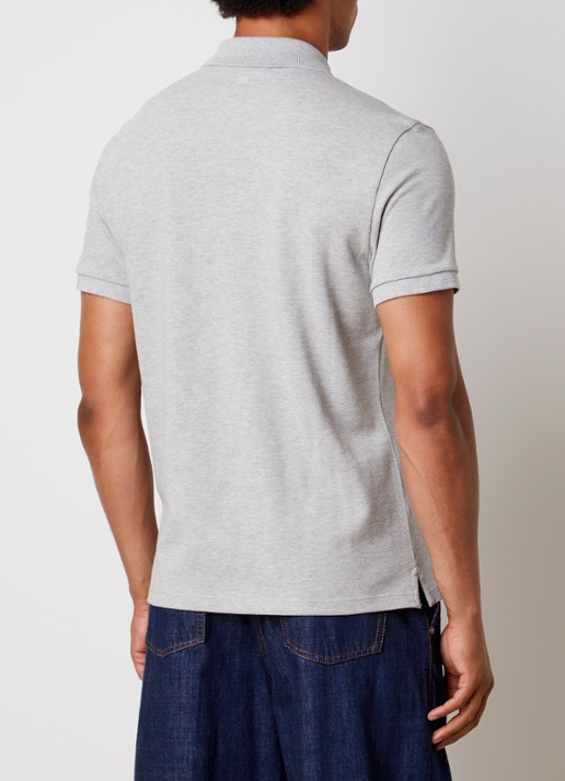 AMI Paris Regular fit polo van piqué katoen met logoborduring - achterkant 3 lichtgrijs