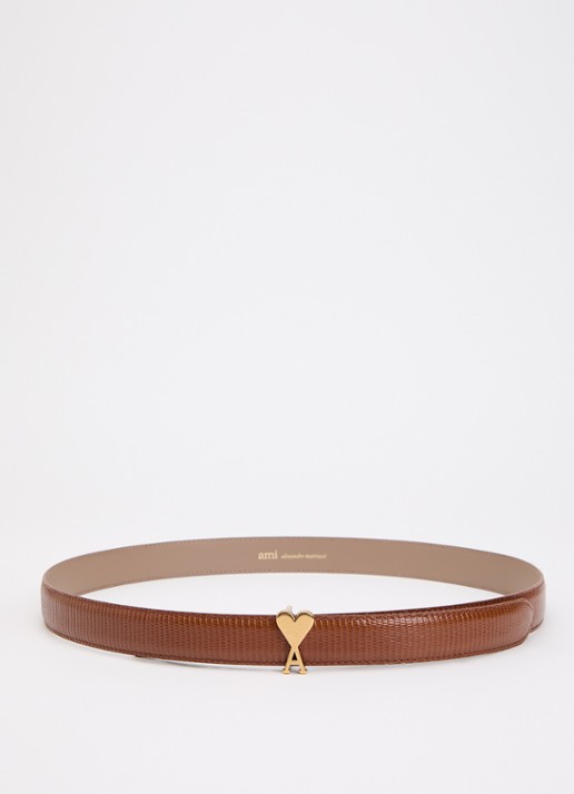AMI Paris Riem van leer met structuur