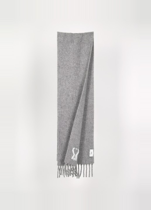 AMI Paris Sjaal in alpaca wolblend 260 x 35 cm - detail grijs
